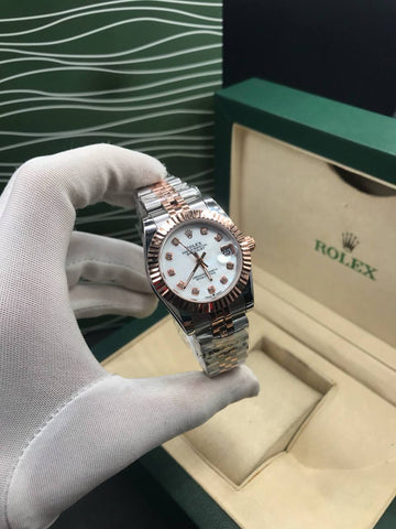 Rolex Datejust 36mm Femme Maroc 2026 — Or Rose, Fond Blanc | Eclatic